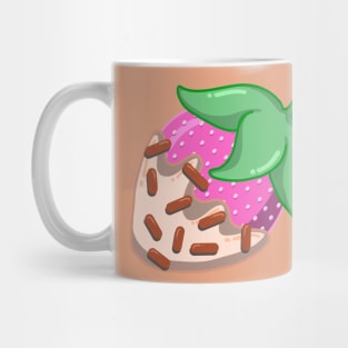 White Chocolate Covered Strawberry with Sprinkles Fresh Berry Fun Dessert Design Mug